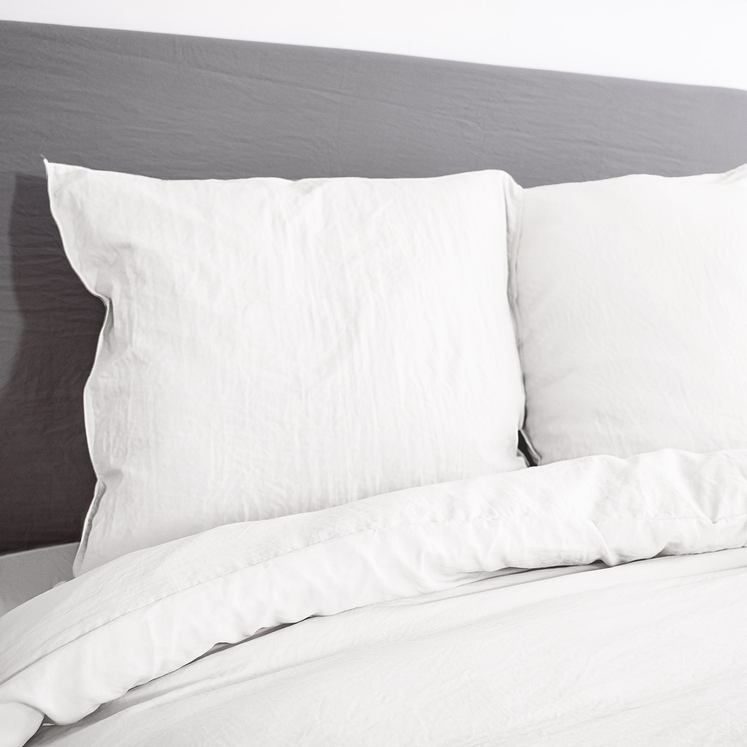Parure de lit microfibre lavée 2 places blanc LUNA