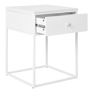 Comodino Vita con Cassetto Bianco e Gambe in Metallo — 40×40×55 cm