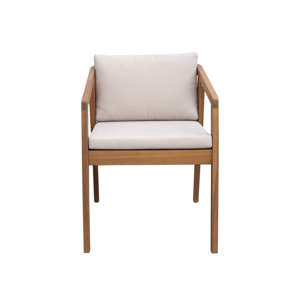 Lot de 2 fauteuils de jardin beige ZAMARA en bois d'acacia. 53 x 62 x 73 cm