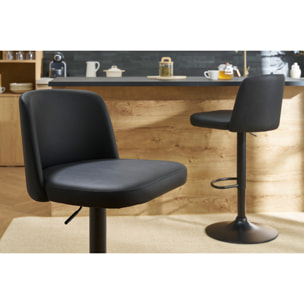 Tabourets de bar design réglables noirs et métal noir (lot de 2) MONTI