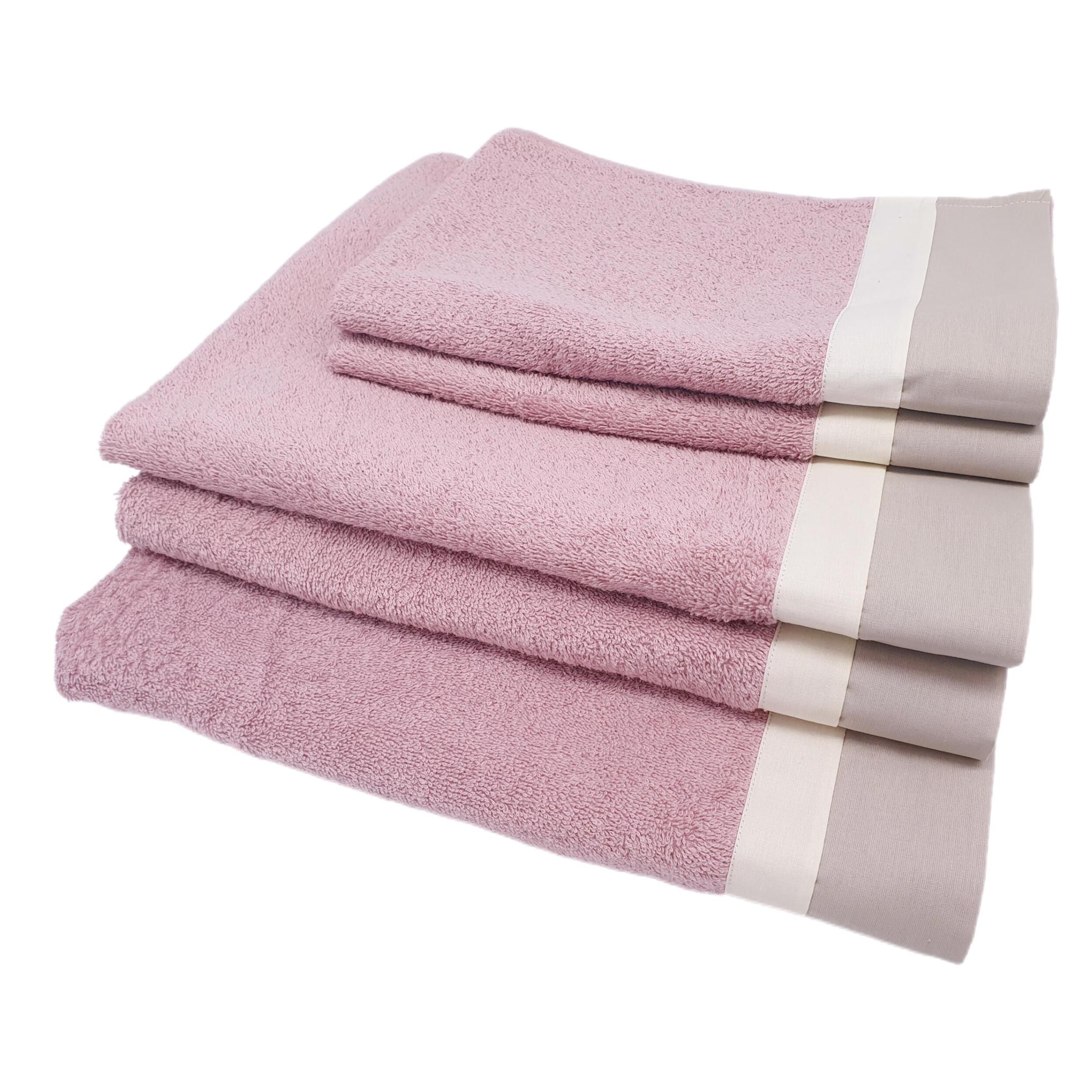 Set Spugna VARAZZE 5 Pezzi: 2 Viso+2 Ospite + 1 Telo Bagno - 450 gr/m² - Malva - Puro Cotone