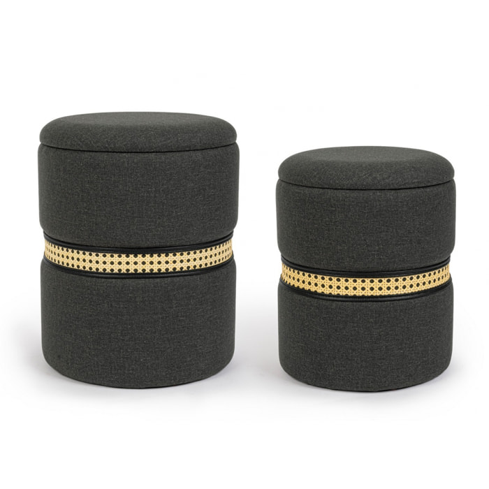 Set di 2 pouf contenitore KARINA carbone