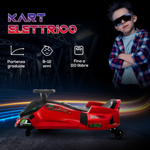 HOMCOM Go Kart Elettrico per Bambini 8-12 Anni Velocità 3-8 km/h per Drifting con Luci e Musica, Rosso