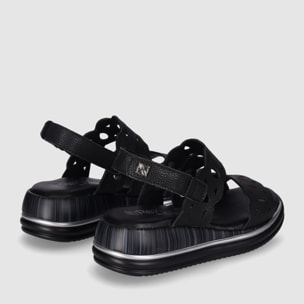 Sandalias de Piel - Negro - Tacón: 3 cm