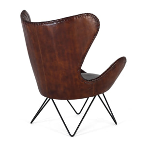 Sillón de Piel 83 Cm Estilo Industrial Vintage