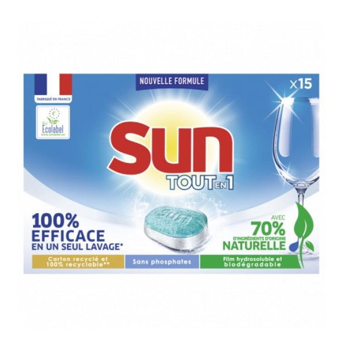 Pack de 3 - Sun Tablettes Lave-Vaisselle Tout En 1 Standard 15 Lavages