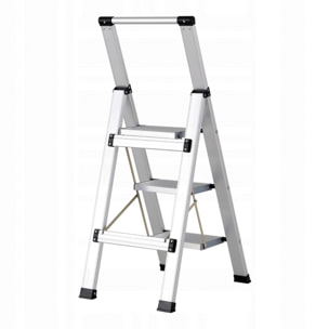 Scala piatta 3 Gradini in alluminio galvanizzato antiscivolo portata 150 kg