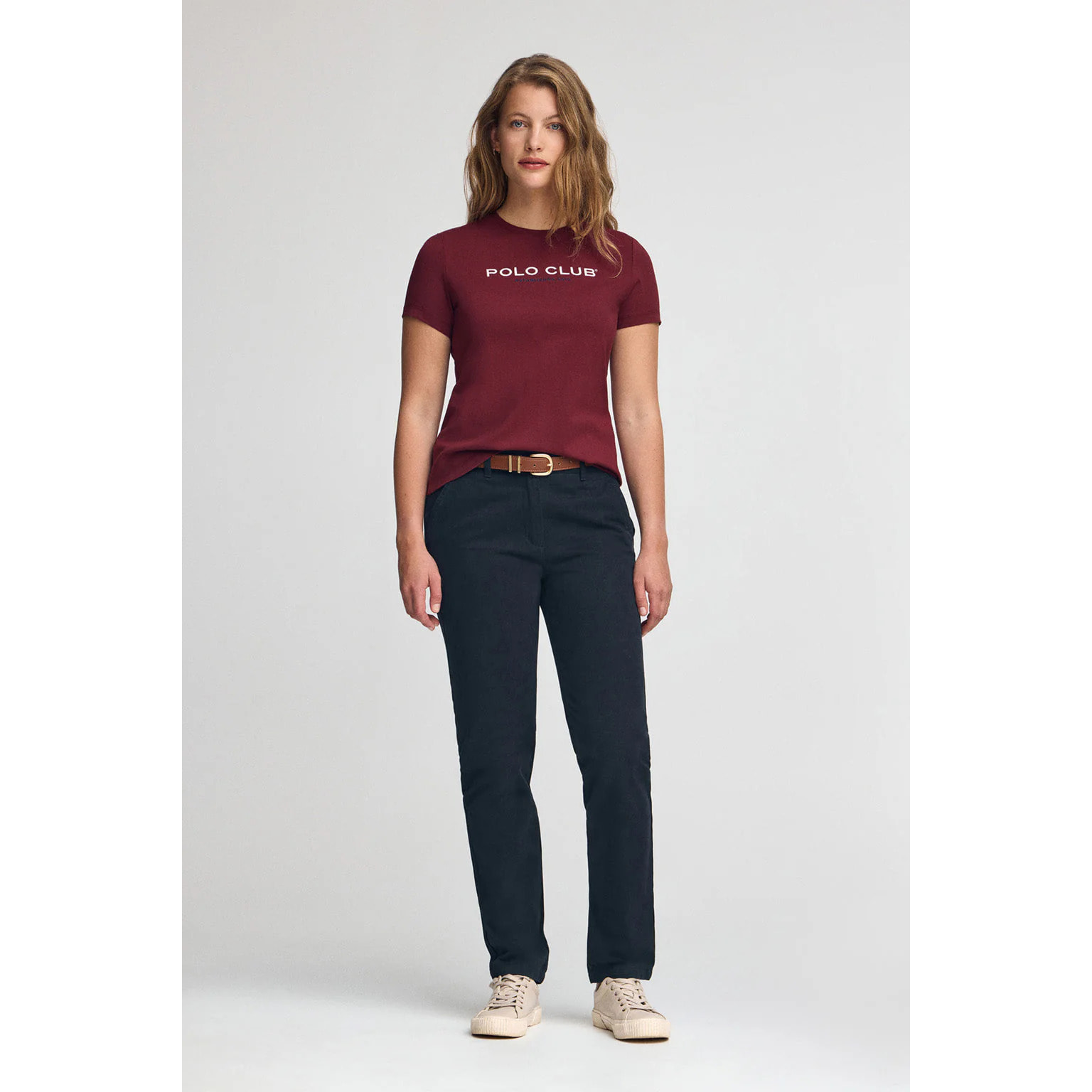 Camiseta granate de manga corta con logo Established 2012 Polo Club