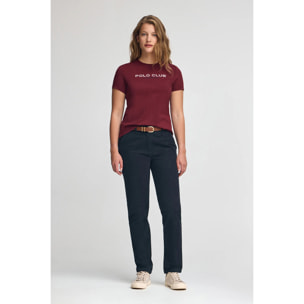 Camiseta granate de manga corta con logo Established 2012 Polo Club