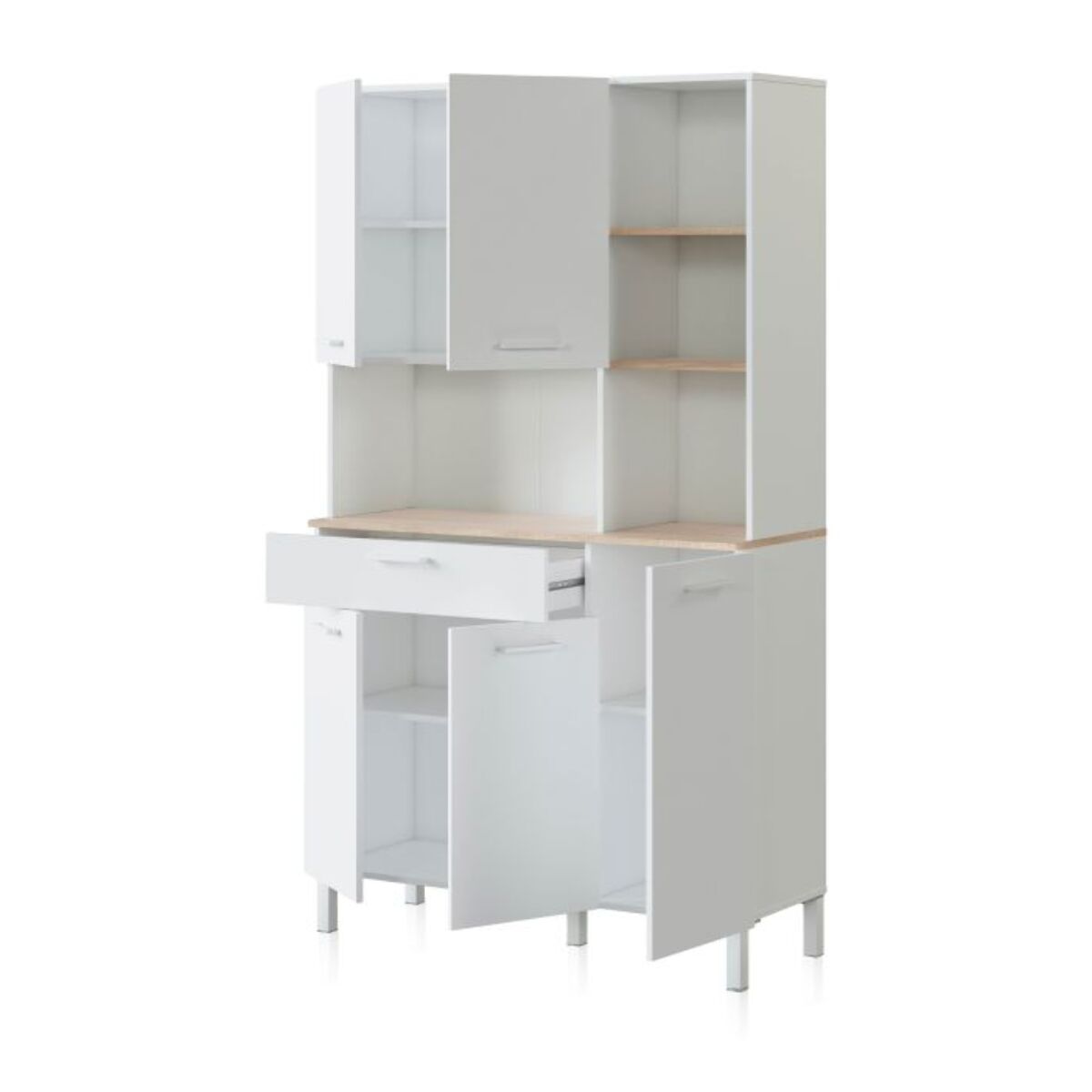 Alacena cocina Colin 5 Puertas Blanco Artik (Blanco Mate) - Roble Canadian