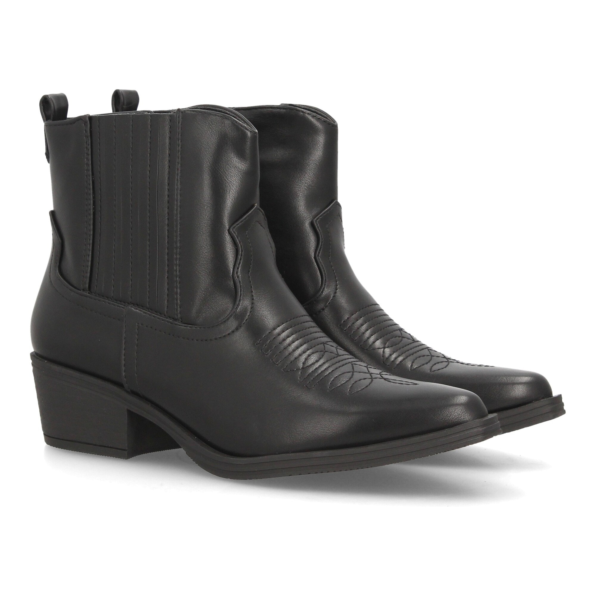 Botines bajos cowboy con bordados y tacónpara mujer