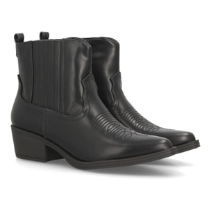 Botines bajos cowboy con bordados y tacónpara mujer