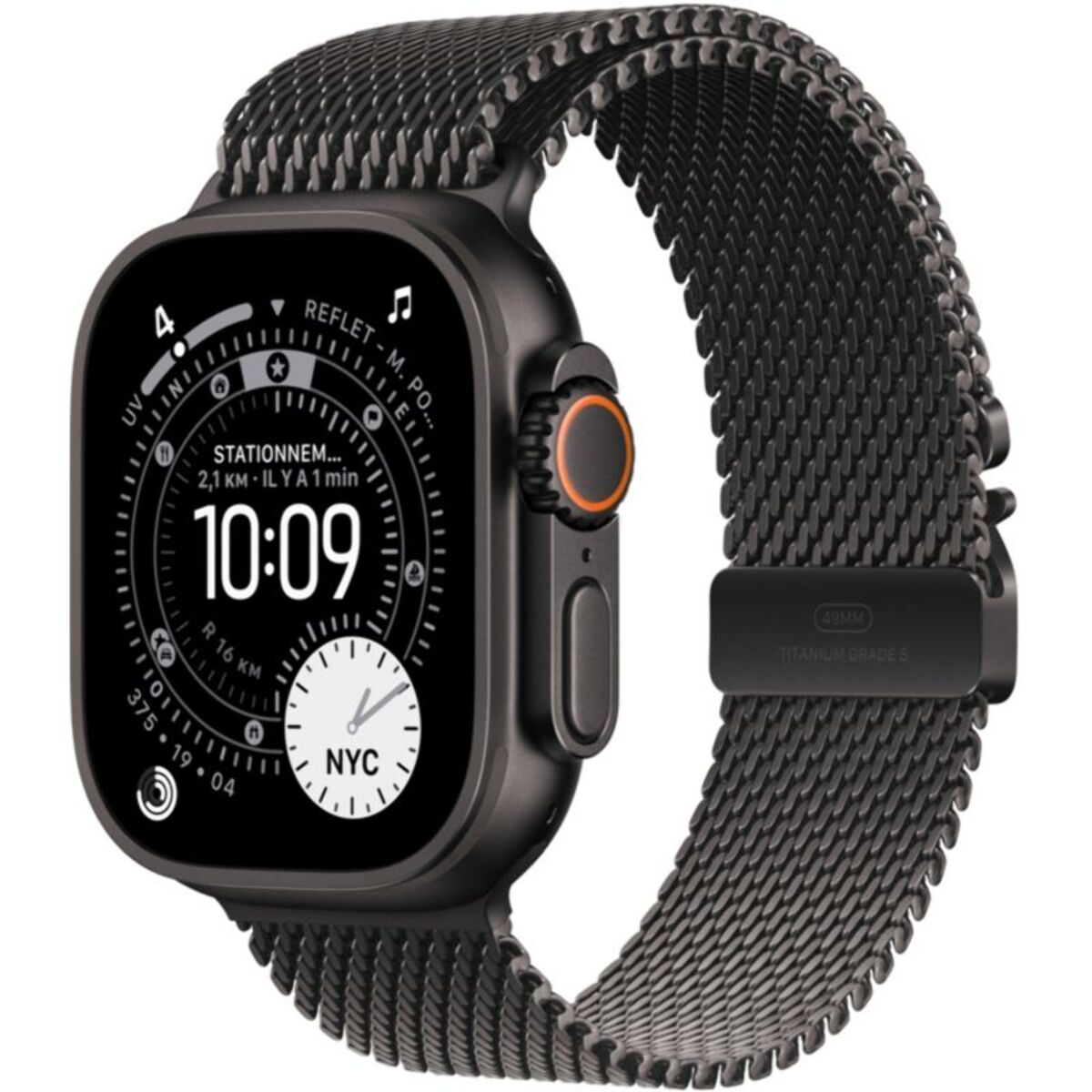 Bracelet APPLE 49 mm - Small Milanais en titane noir