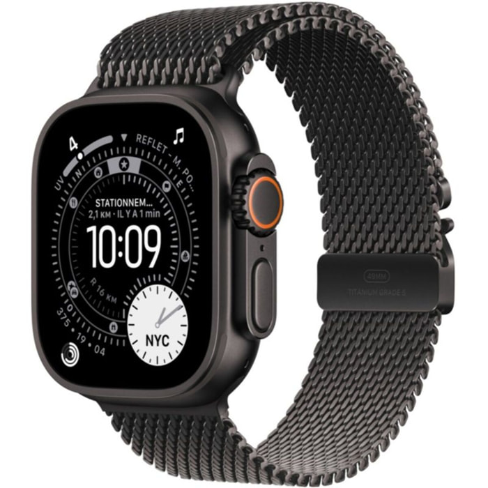 Bracelet APPLE 49 mm - Small Milanais en titane noir