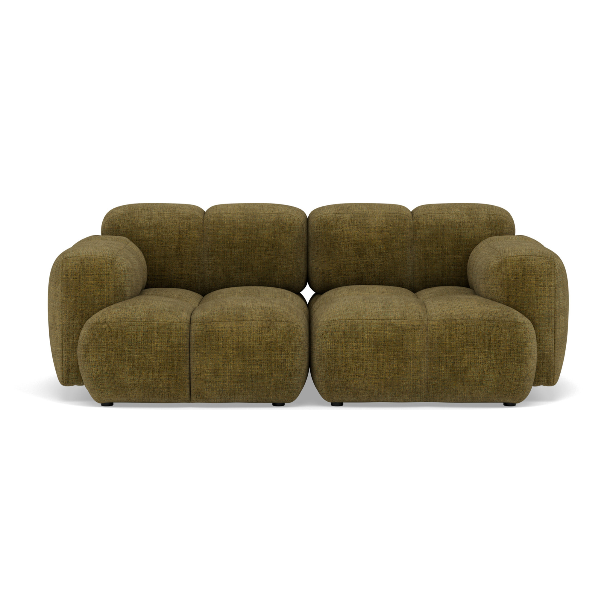 Grace - canapé modulable 2 places en velours texturé - Vert Olive