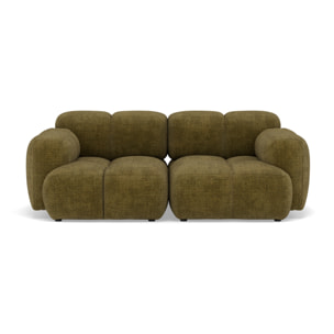 Grace - canapé modulable 2 places en velours texturé - Vert Olive