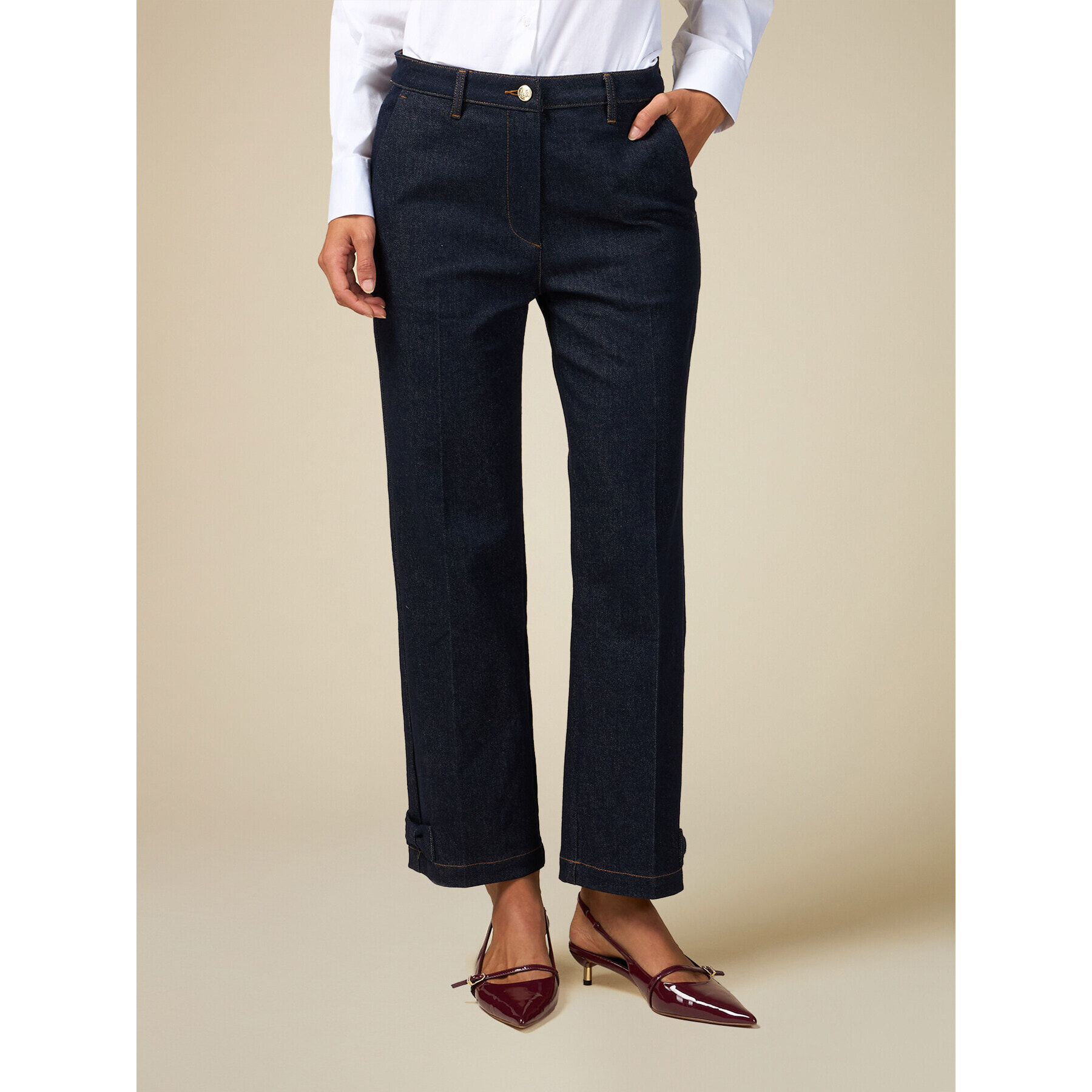 Oltre - Jeans with bow detail - Azul