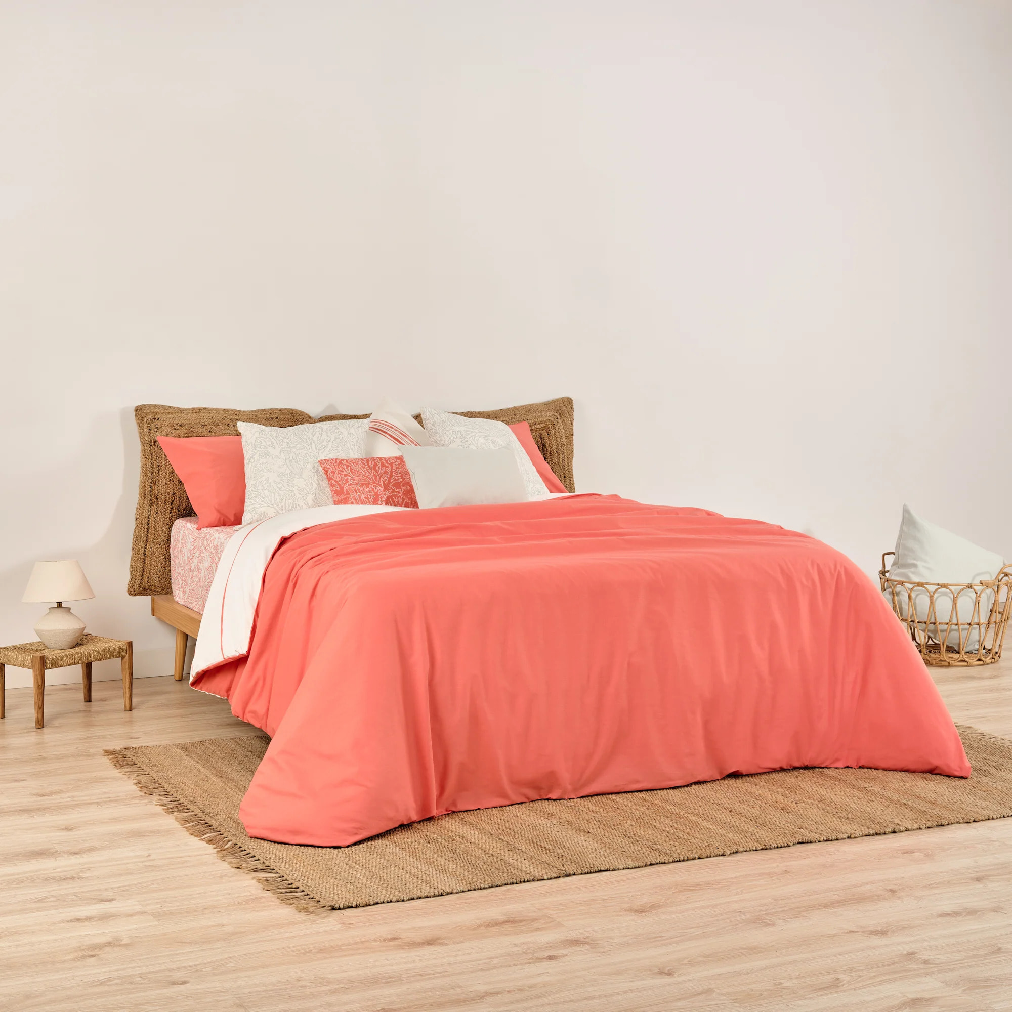 Housse de couette réversible en popeline 80 fils Coral-Ibiza Coral
