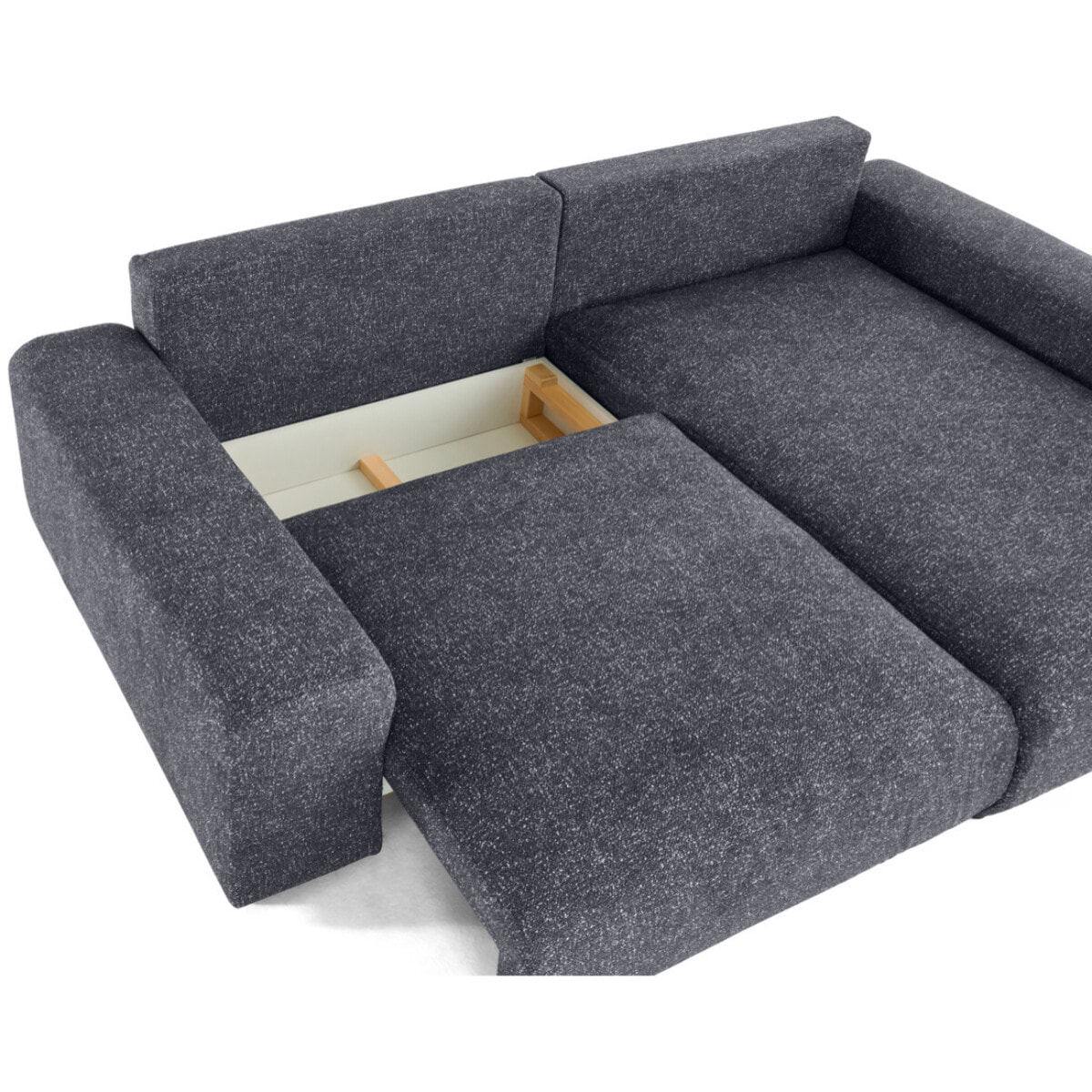 Spice - canapé d'angle réversible 4 places convertible avec coffre en tissu moucheté - Gris foncé