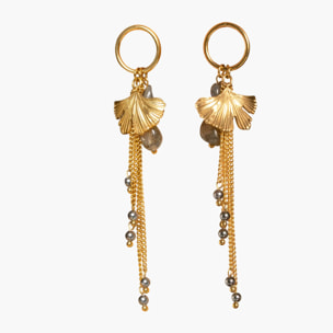 Pendientes de acero con piedras naturales y cadenas de mujer