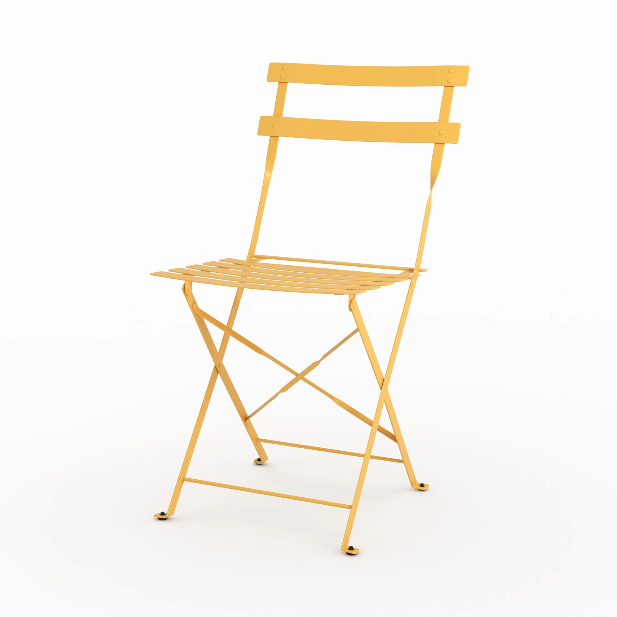 Lot de 2 chaises de jardin en métal jaune beurre, pliantes - Kayla