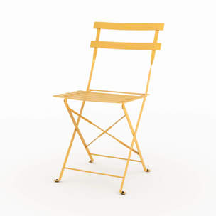 Lot de 2 chaises de jardin en métal jaune beurre, pliantes - Kayla