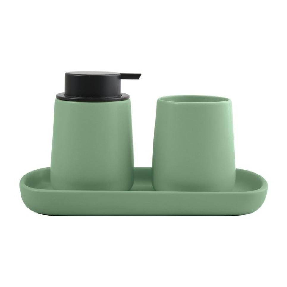 Lot de 3 accessoires de salle de bain en céramique MAONIE Vert Basil MSV