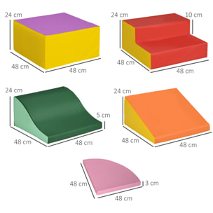 6 blocs de construction en mousse XL - modules de motricité - jouets éducatifs - certifiés normes EN71-1-2-3 - mousse EPE revêtement PU multicolore