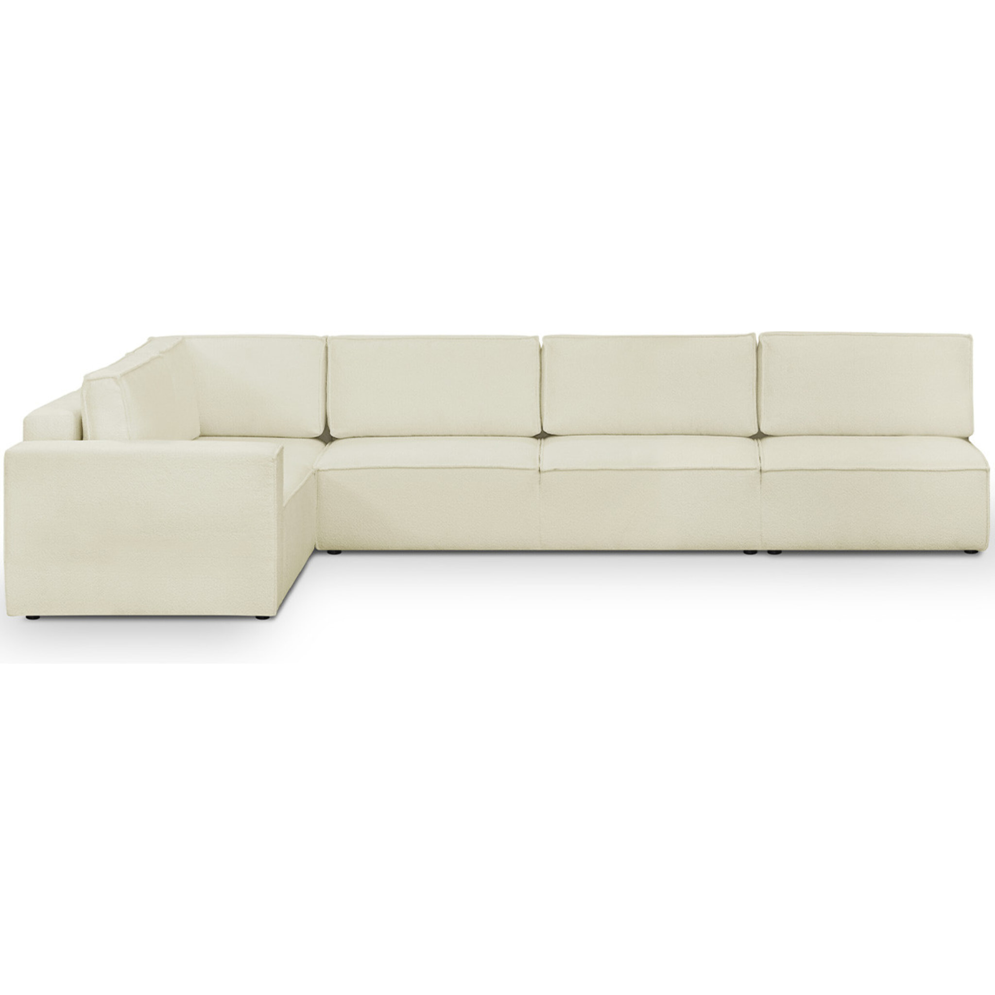 Canapé d'angle droit convertible 10 places en tissu bouclé - HARPER MOD