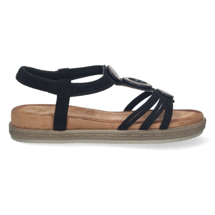 Sandalia Plana con Pala en T y Elastico