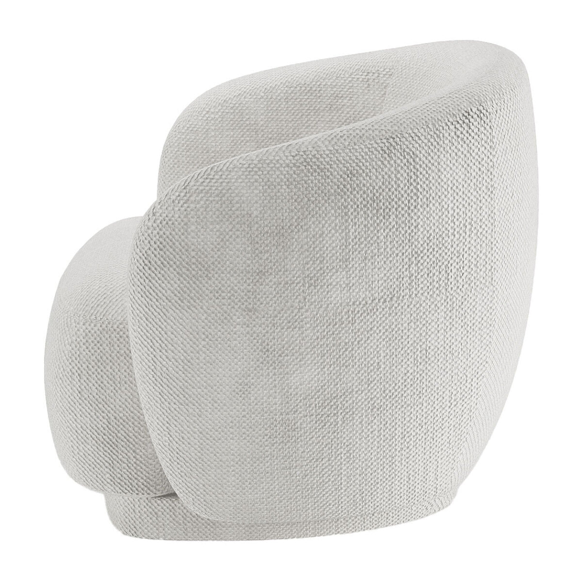 Fauteuil design demi-tonneau tissu chenille blanc