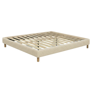 Ensemble matelas Bali & sommier Cancun | Mémoire de forme et ressorts ensachés | Cadre à lattes | Bouclette | Sable