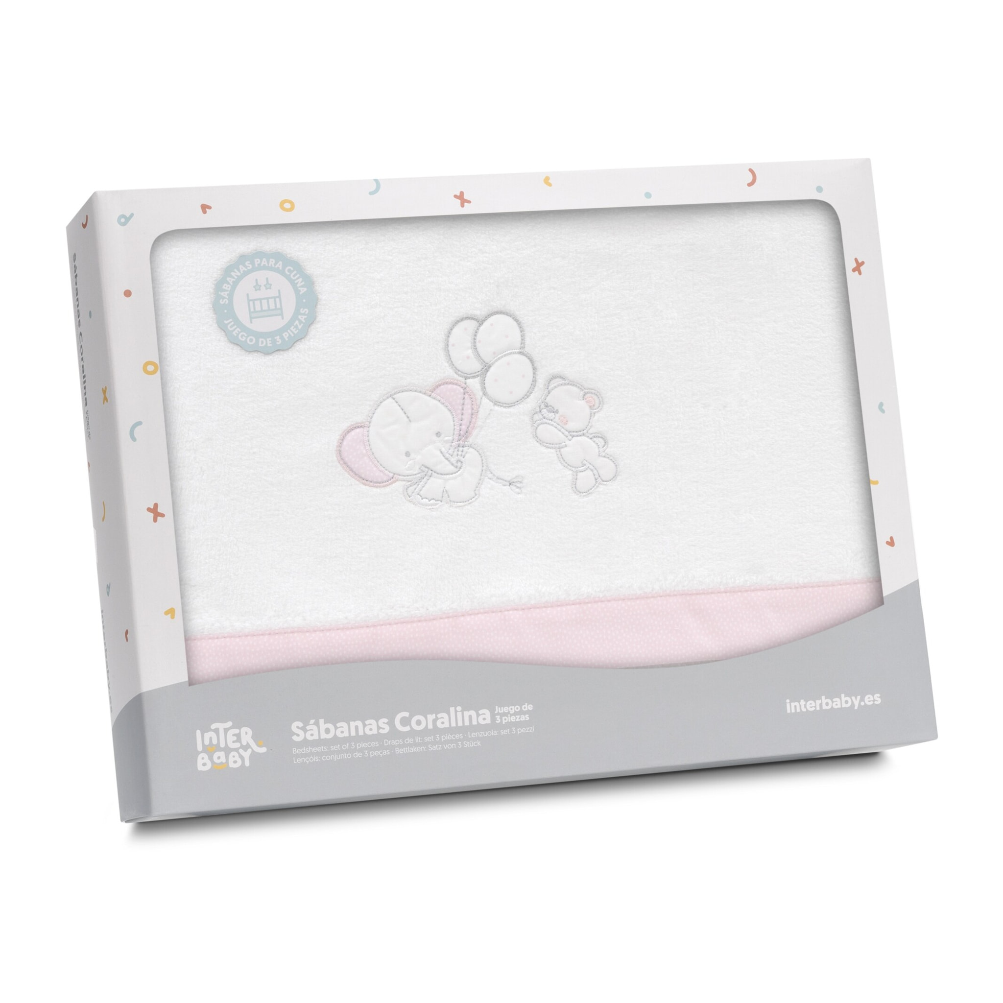 Triptico Coche Coralina Oso Elefante Globos Bco/Rosa