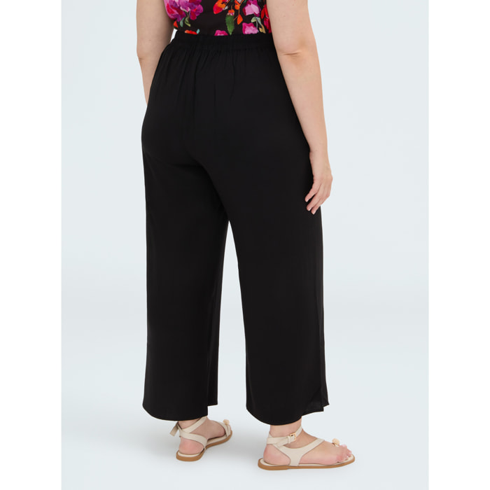Fiorella Rubino - Pantaloni wide leg in viscosa - Nero