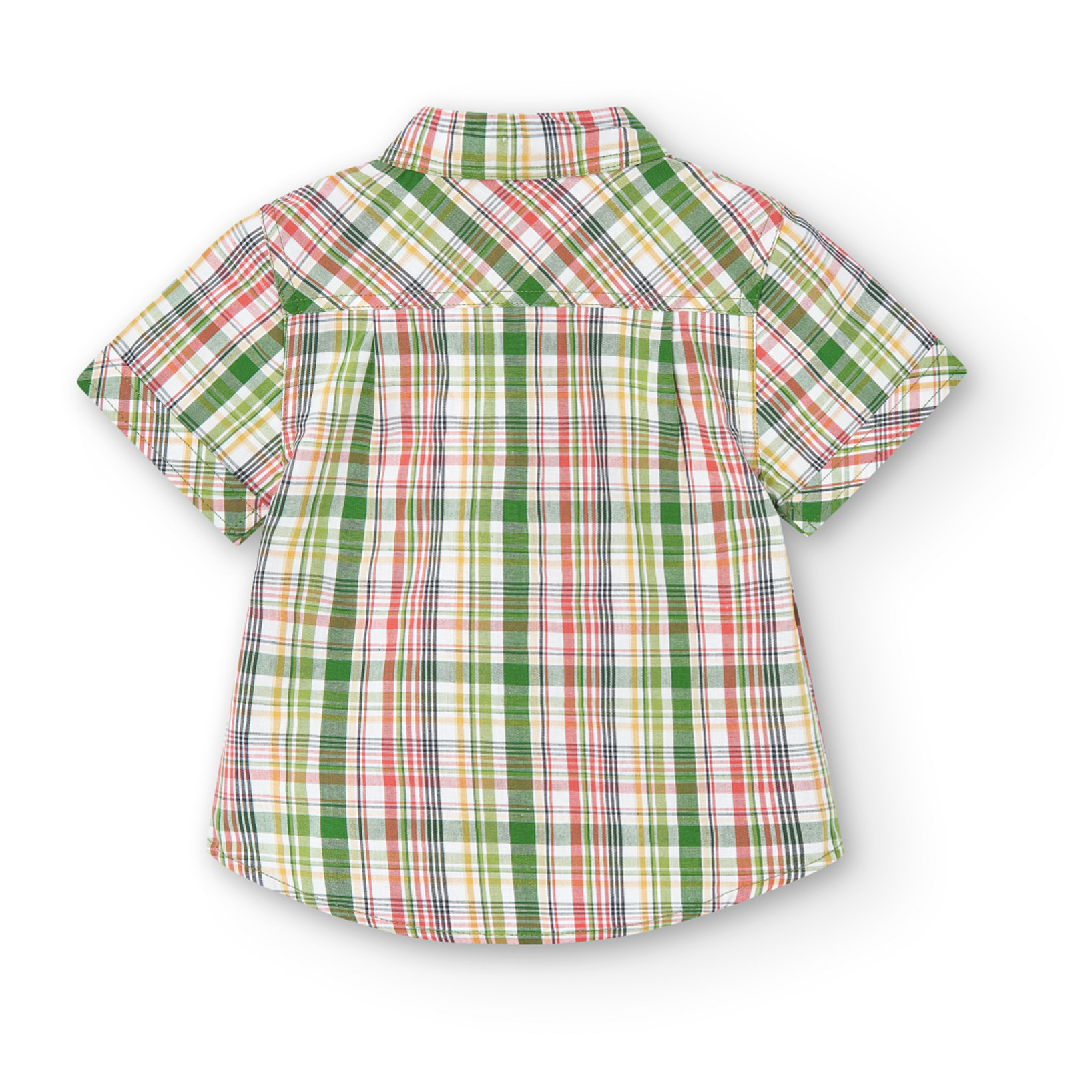 Camisa niño, popelÃ­n, estampado cuadros, verde