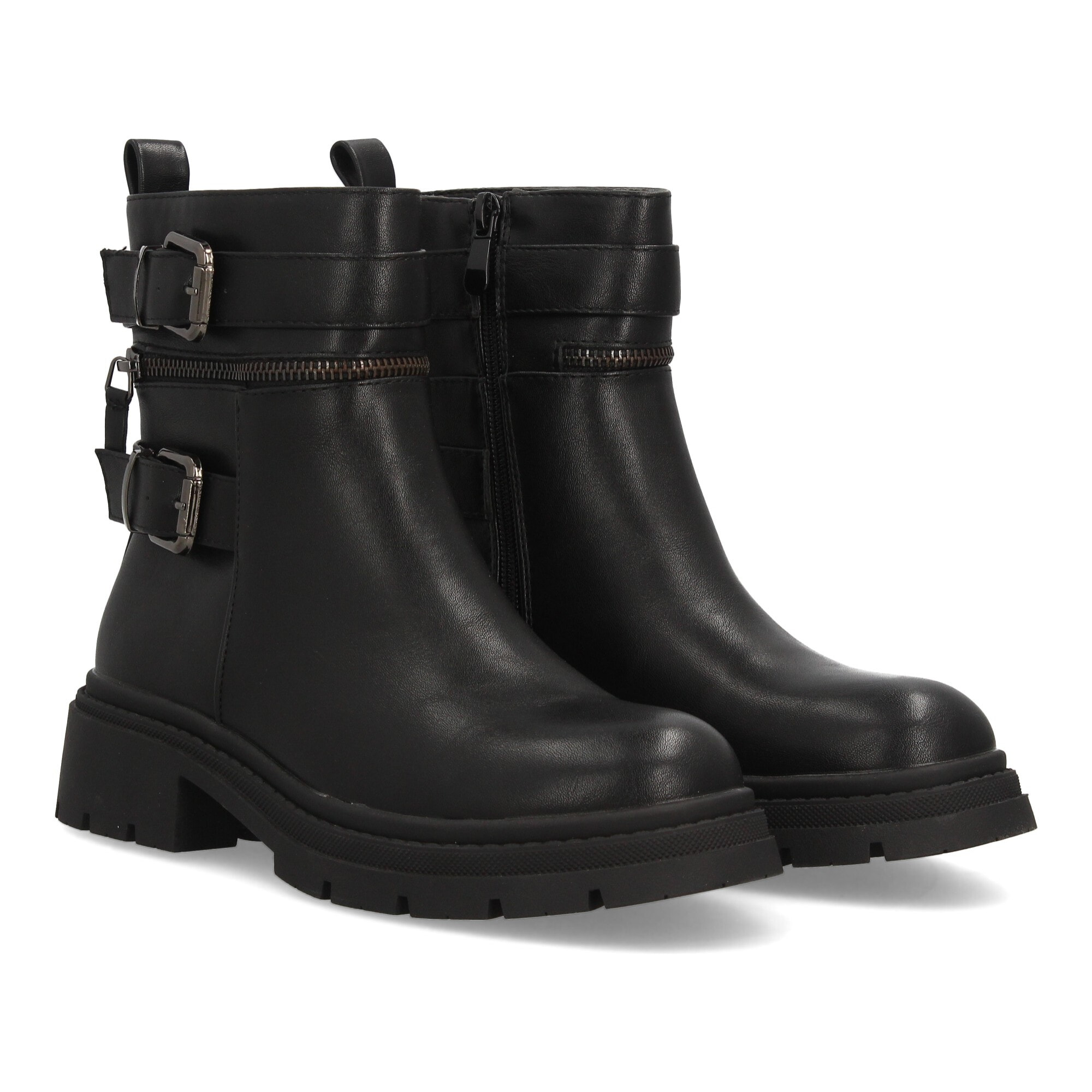 Botas moteras  mujer con cremalleras y hebillas