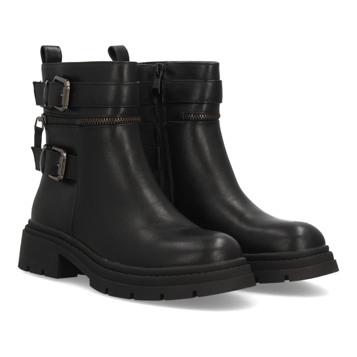 Botas moteras  mujer con cremalleras y hebillas