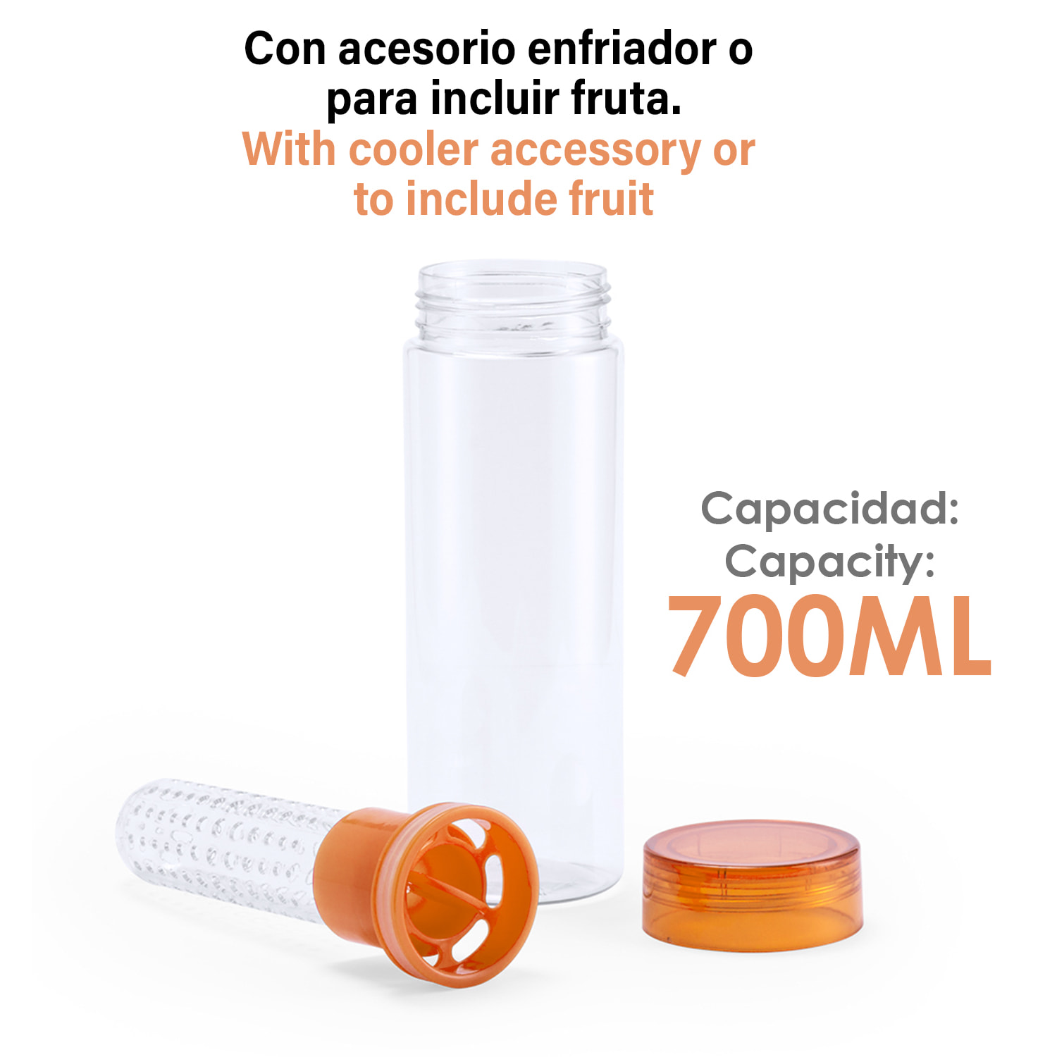 Raltox bidone da 700ml con corpo in Tritan ad alta resistenza al calore, tappo a vite di sicurezza e accessorio refrigerante.