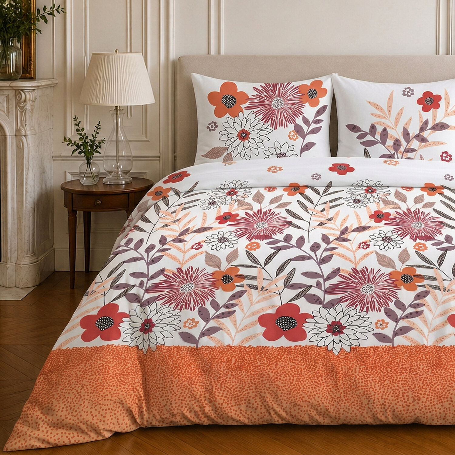 Parure housse de couette 100% microfibre motif floral - PRINTEMPS
