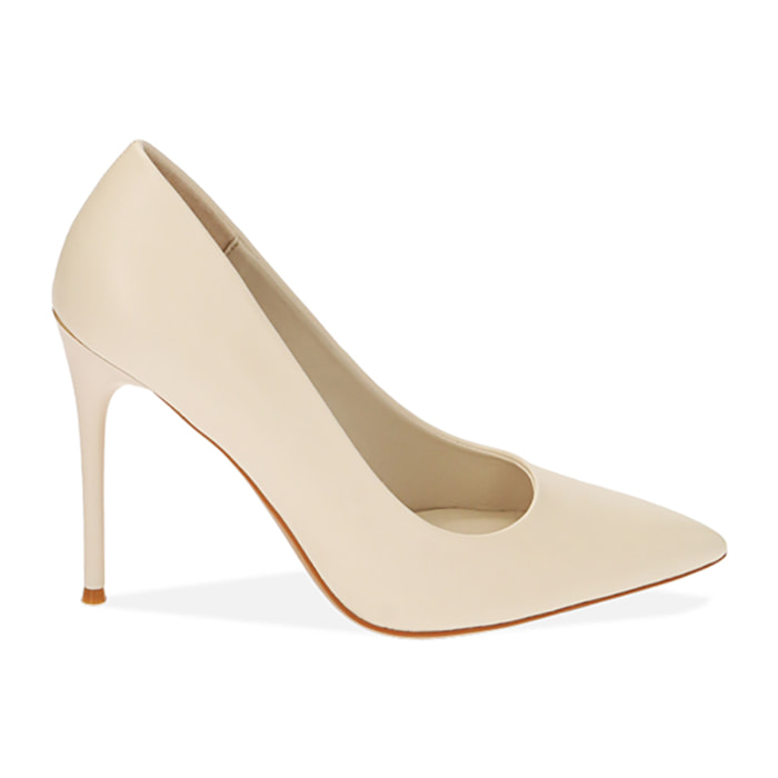 Zapatos de salón color crema, tacón de 10,5 cm
