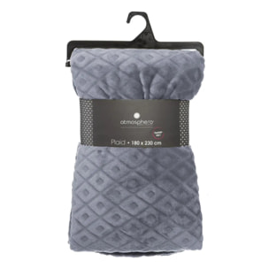Plaid "3D Losange" flanelle gris ardoise 180x230cm