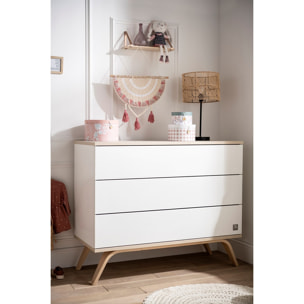 Commode 3 tiroirs en bois blanc