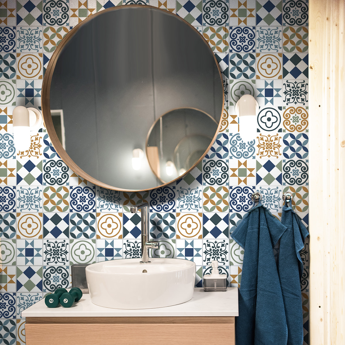 Stickers muraux - Sticker Mural Carrelage adhésif Cuisine Salle de Bain - 24 STICKERS CARRELAGES AZULEJOS HERVIA