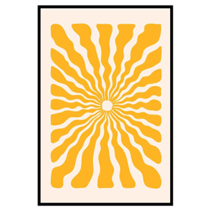Affiche encadrée soleil graphique jaune rétro Affiche + cadre en métal - Noir