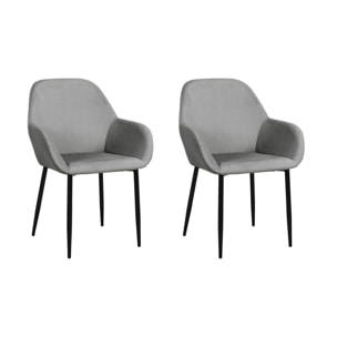 Fauteuil Giulia Gris Fonce Velours Cotele - Lot De 2