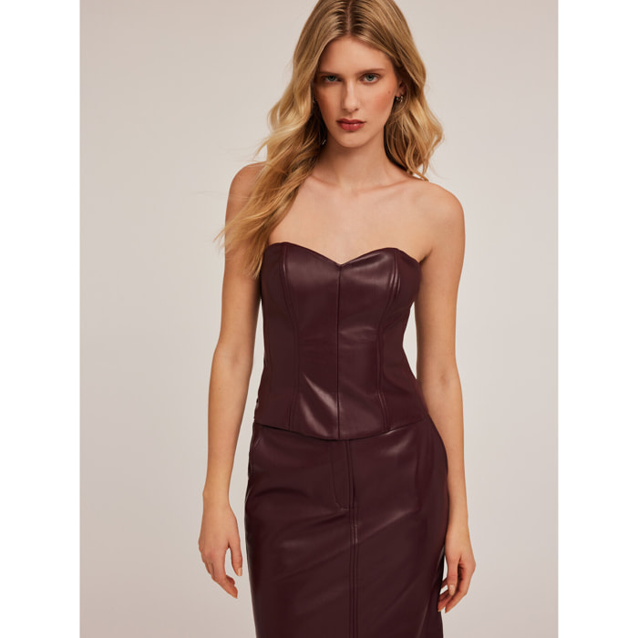 Motivi - Top bustier de tejido recubierto - Burgundy