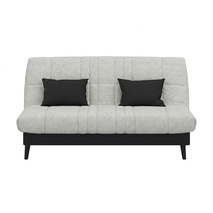 Canapé convertible Elios, matelas Simmons, 130 x 190 cm, 2 coussins offerts, Tambre perle