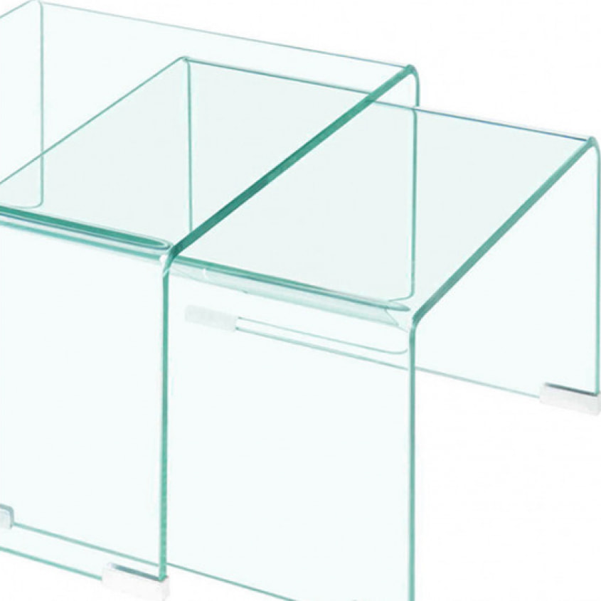 Ensemble 2 tables basses gigognes en verre trempé - BENT