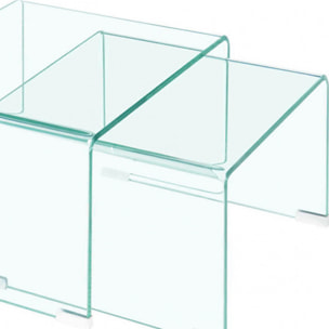 Ensemble 2 tables basses gigognes en verre trempé - BENT