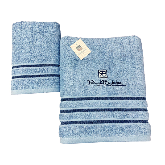 Renato Balestra 1 Set di 2 Asciugamani da bagno (1 viso e 1 bidet) Azzurro